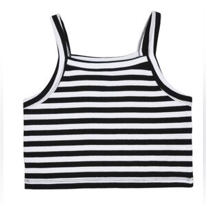 Zara| Kids Girl’s Black and White Cropped Striped Tank Top-Size  13-14 years